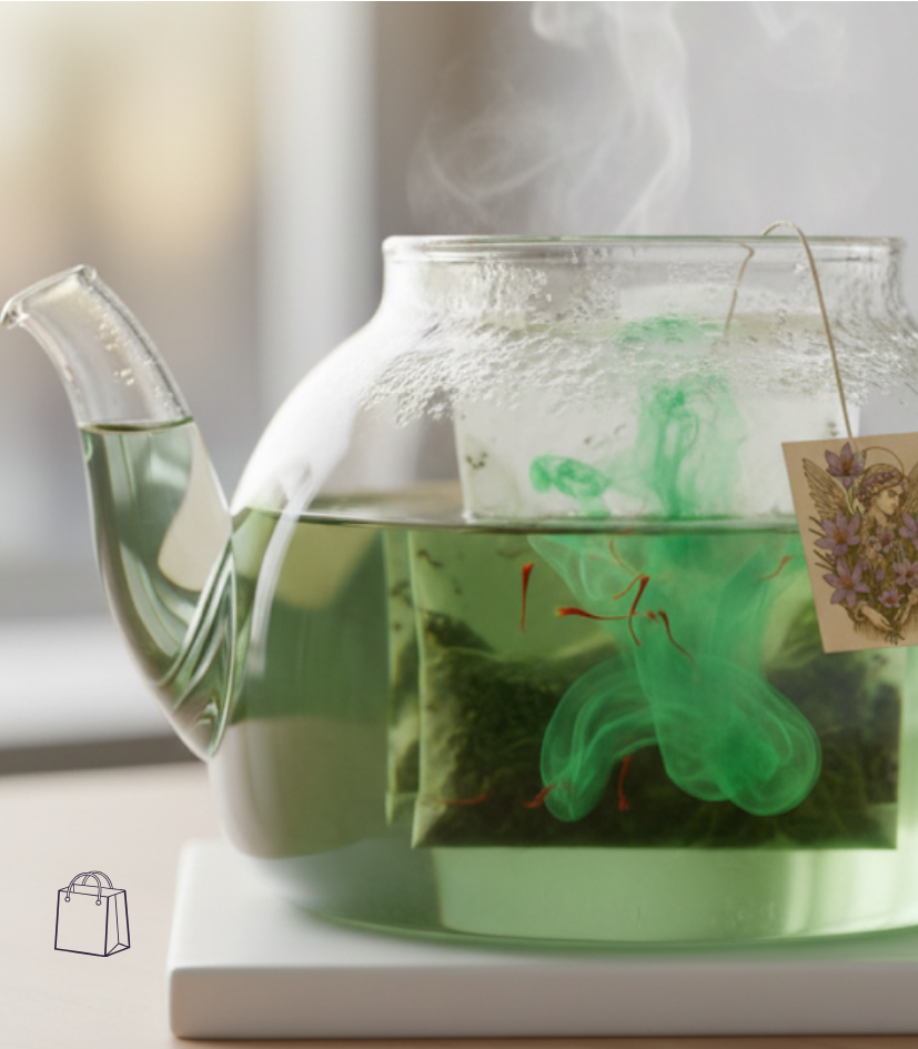 GREEN TEA BLEND  - camellia sinensis leaves + saffron ( 20 bags )