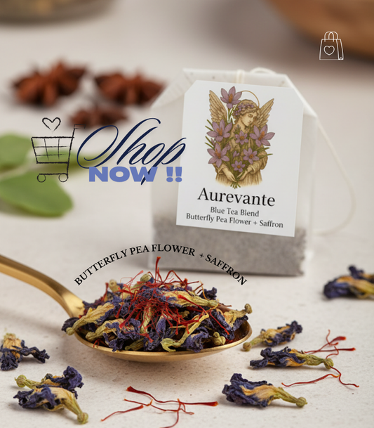 BLUE TEA BLEND - butterfly pea flower + saffron ( 20 bags )