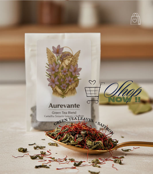 GREEN TEA BLEND  - camellia sinensis leaves + saffron ( 20 bags )