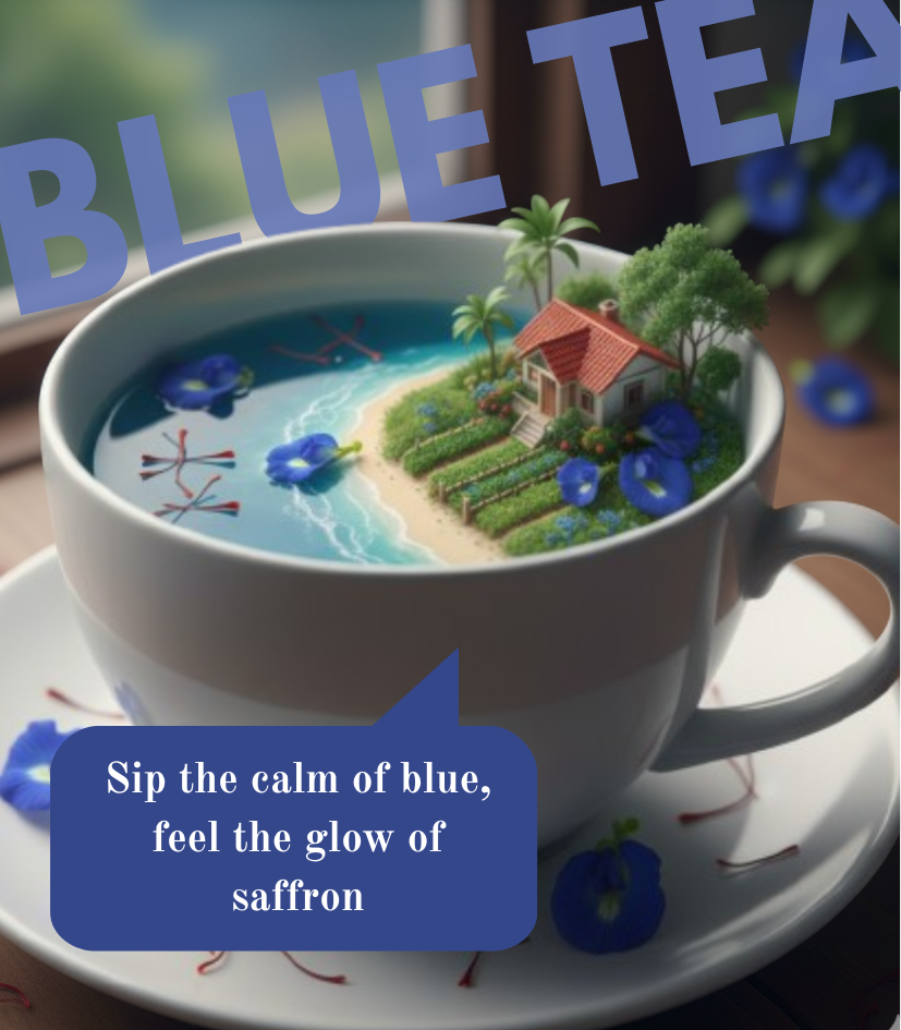 BLUE TEA BLEND - butterfly pea flower + saffron ( 20 bags )